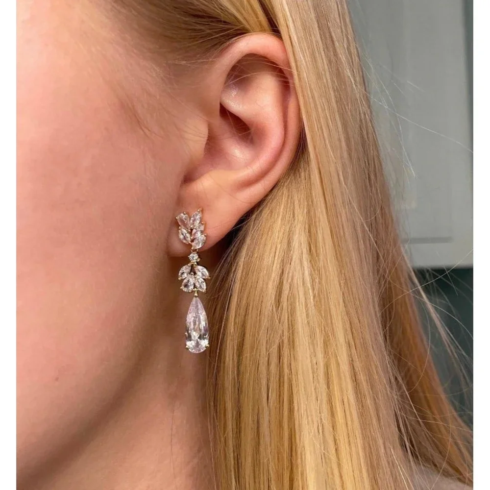 14K Gold Plated Teardrop Earrings - Picture 5 of 6